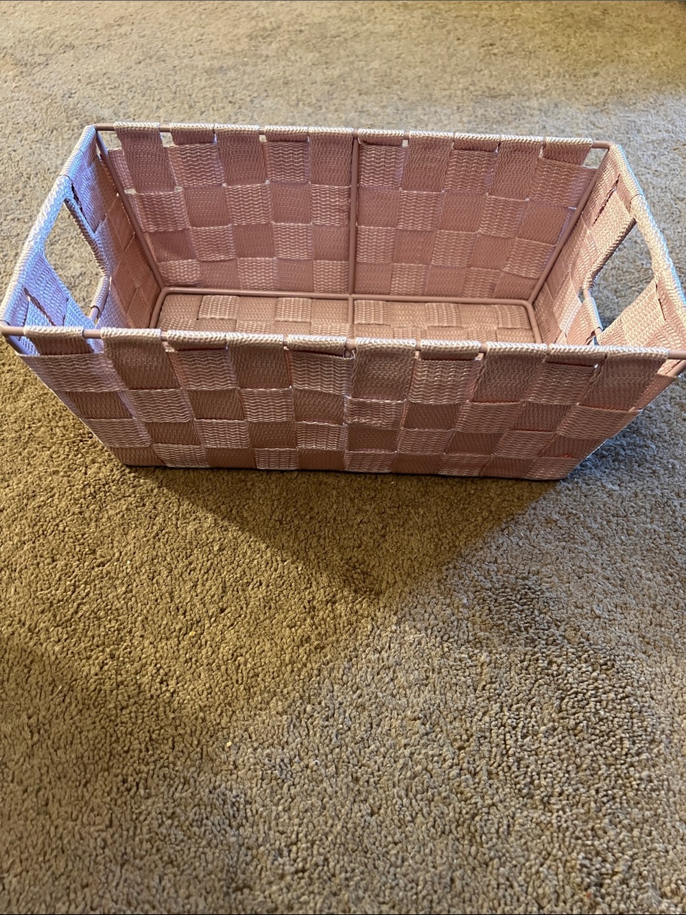 Pink Woven Storage Basket by